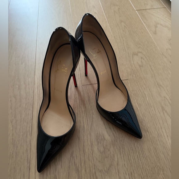 Christian Louboutin Iriza Black 100mm Patent Pump Size 40 (fits like US 10) - Picture 4 of 13